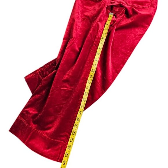 Anthropologie Maeve The Colette Wide Leg Crop Pant, Velvet, High Rise,Red, 28 - Picture 8 of 10